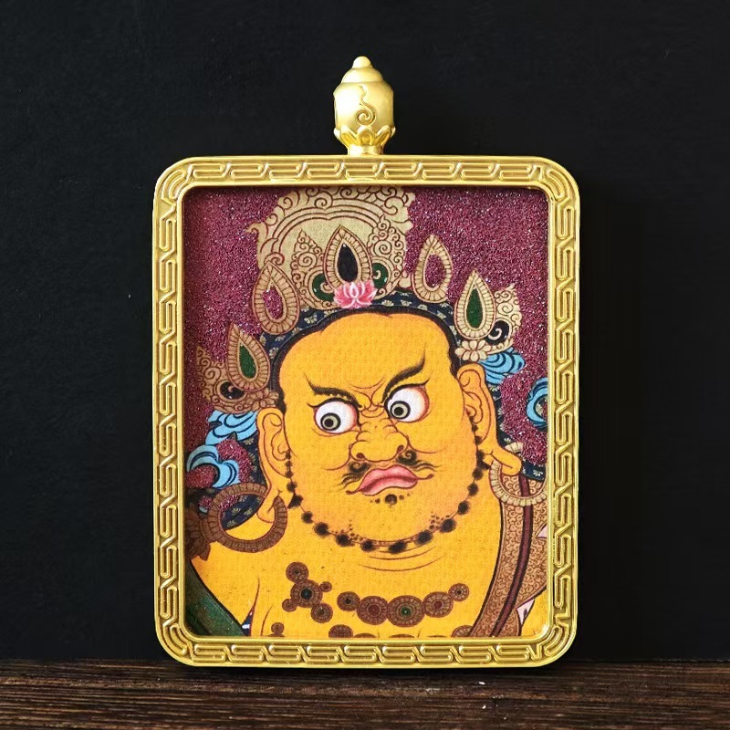 Eight Guardian Deities Cinnabar Thangka, Alloy Pendant of Life Patron Buddha