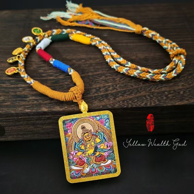 Eight Guardian Deities Cinnabar Thangka, Alloy Pendant of Life Patron Buddha