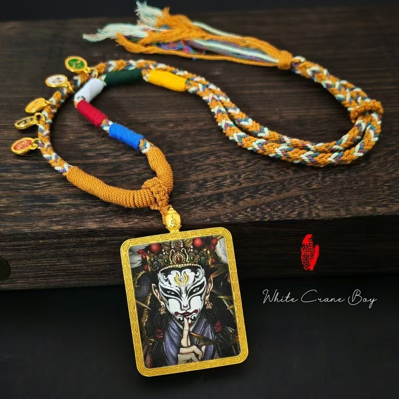 Eight Guardian Deities Cinnabar Thangka, Alloy Pendant of Life Patron Buddha