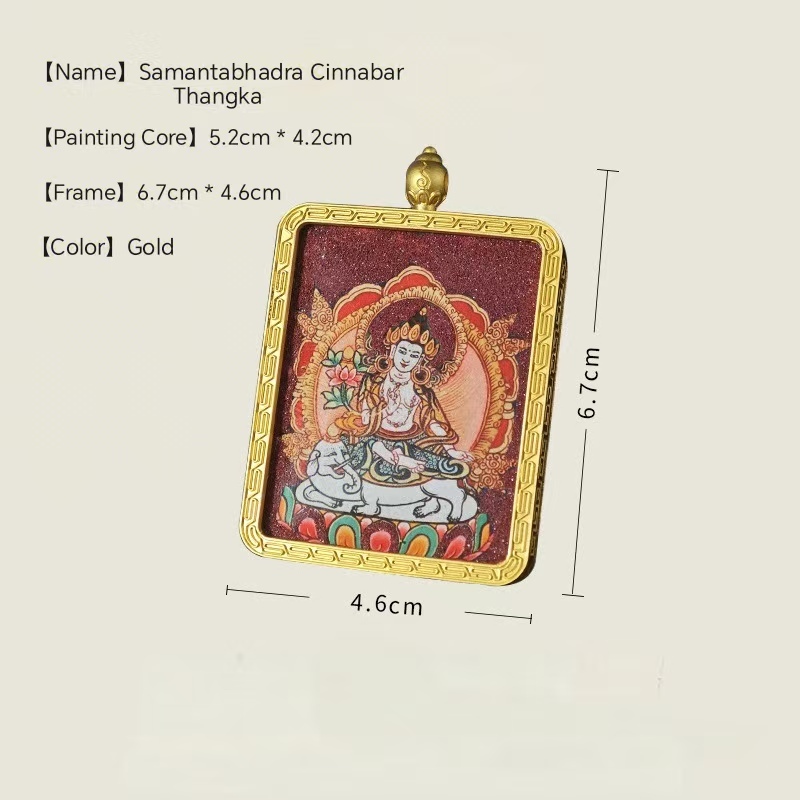 Eight Guardian Deities Cinnabar Thangka, Alloy Pendant of Life Patron Buddha