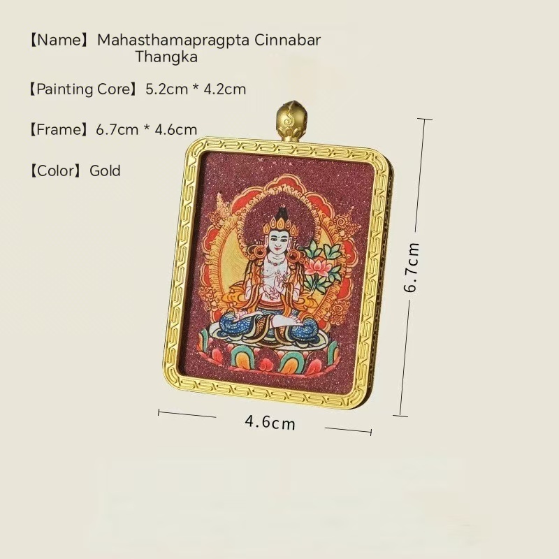 Eight Guardian Deities Cinnabar Thangka, Alloy Pendant of Life Patron Buddha
