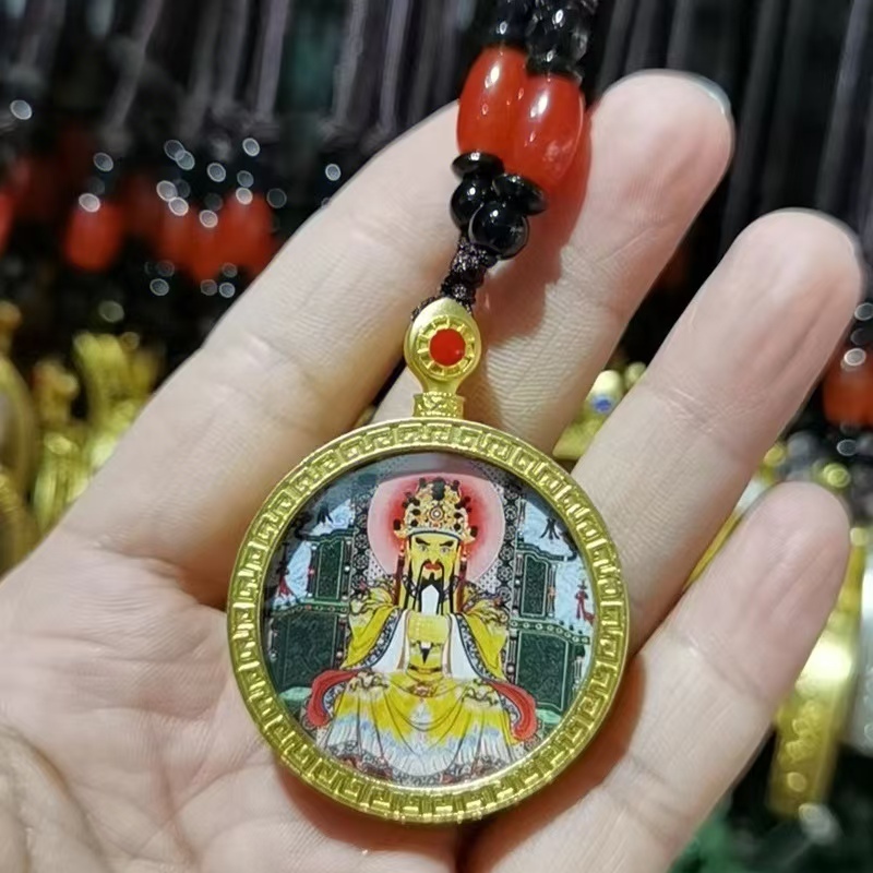 Mini Tangka Double-Sided Hand-Painted Thangka, Golden Circular