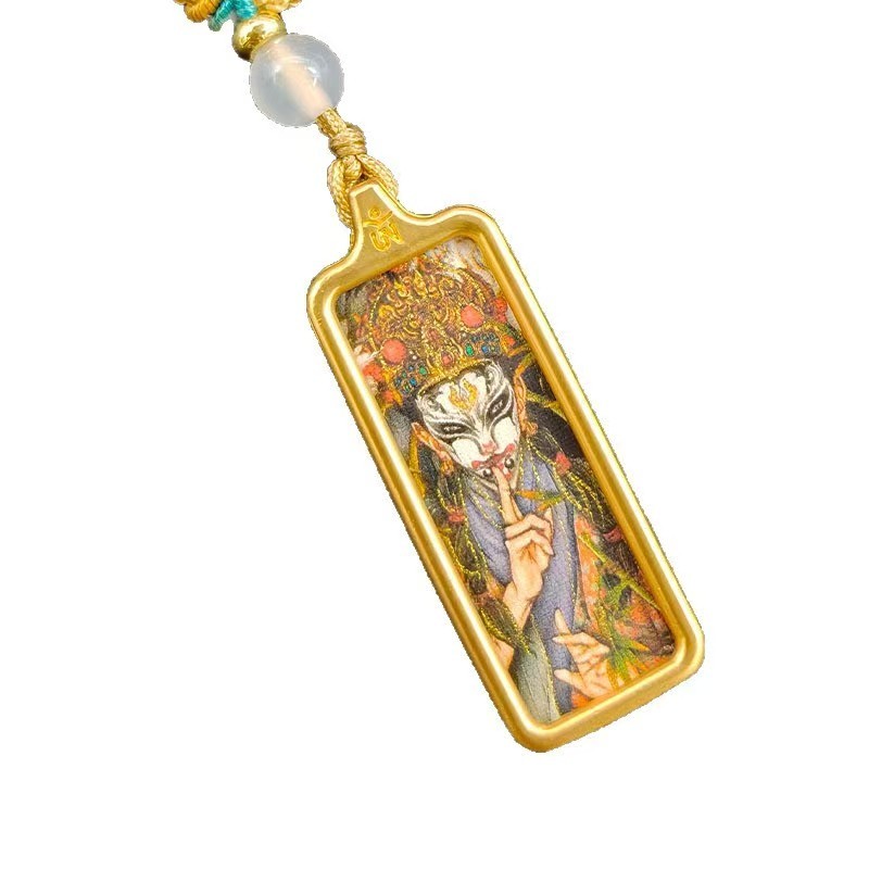 Daoist Hand-drawn Thangka, Rectangular Pendant