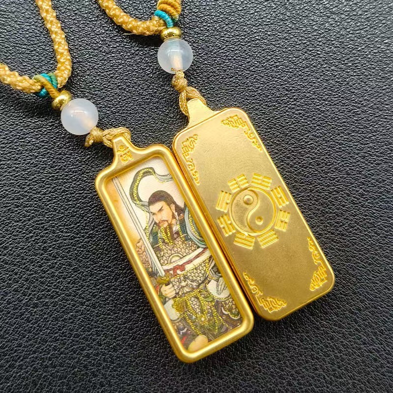 Daoist Hand-drawn Thangka, Rectangular Pendant
