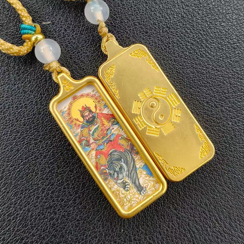 Daoist Hand-drawn Thangka, Rectangular Pendant