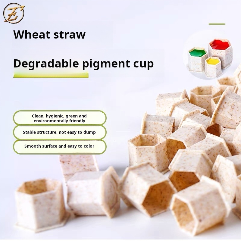 Environmentally friendly wheat straw root biodegradable tattoo ink cup