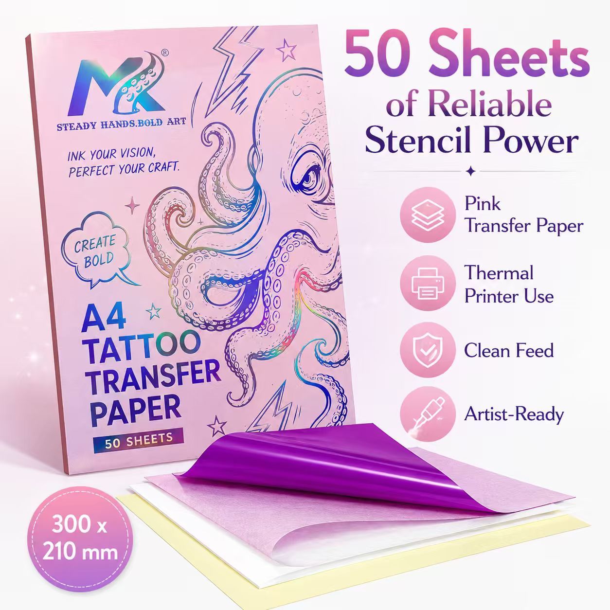 Premium Pink Tattoo Transfer Paper