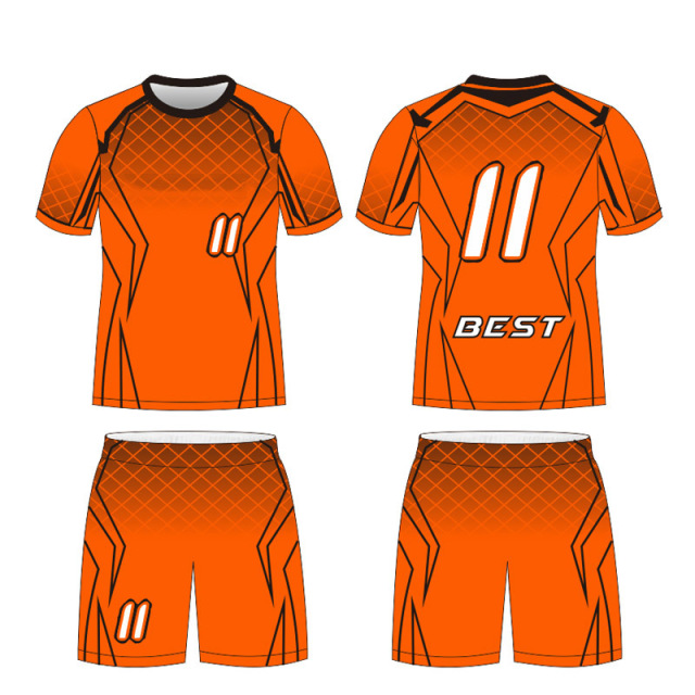 orange and black Football Jersey Custom Sponsor Name Number Include Printing Sublimation Printing Soccer Jersey