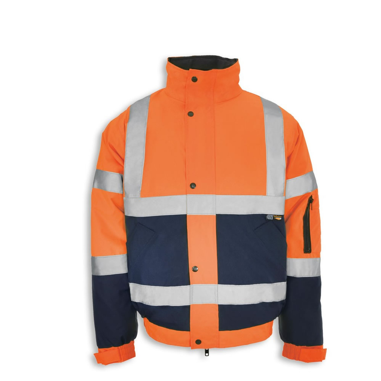 Two Tone Waterproof Bomber Jacket orange reflective workwear jacket padded