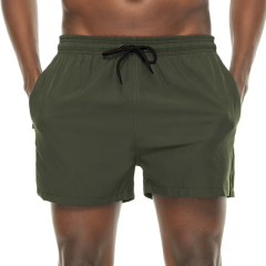 SANFEN Mens 5 inch Beach Shorts Swim Trunks Stretch Running Shorts Quick Dry Swim Shorts with Zipper Pockets Armygreen 32