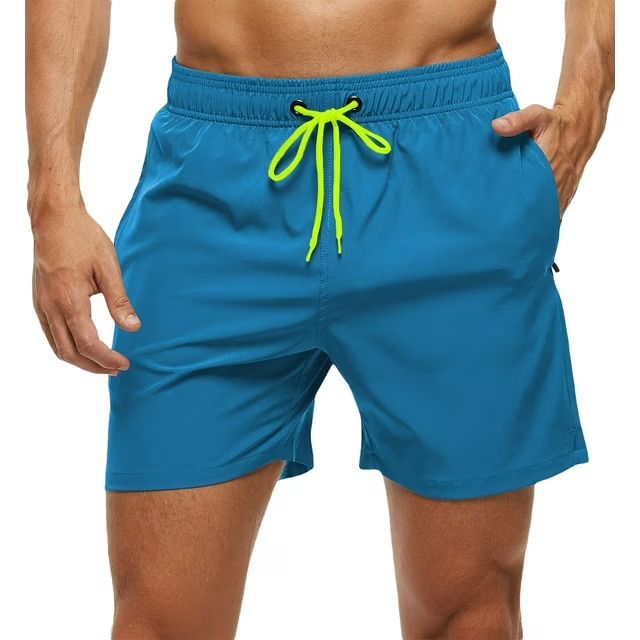 SANFEN Men's Swim Trunks Quick Dry Beach Shorts with Zipper Pockets and Mesh Lining Turquoise 32