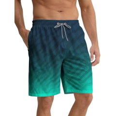 SANFEN Mens Swim Trunks Mesh Liner Swimming Shorts Board Shorts Quick Dry Summer Beach Shorts Stripe Green