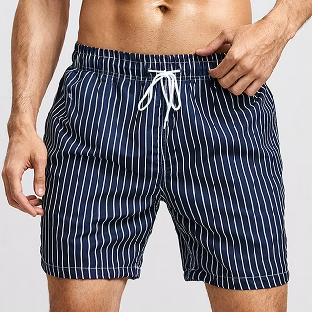 SANFEN Board Shorts for Men with Mesh Liner Quick Dry Striped Print Vacation Casual Swim Trunks Swimsuit