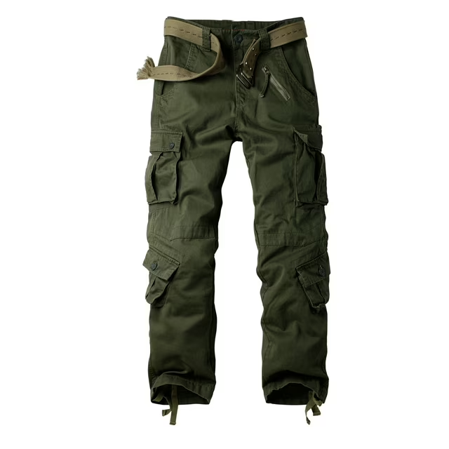 SANFEN Men's Cargo Pants with 8 Pockets Cotton Cargo Work Pants(No Belt),Armygreen 36x32