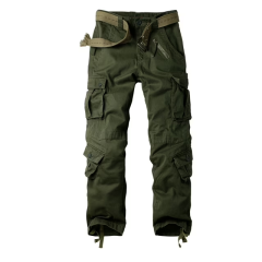 SANFEN Men's Cargo Pants with 8 Pockets Cotton Cargo Work Pants(No Belt),Armygreen 36x32