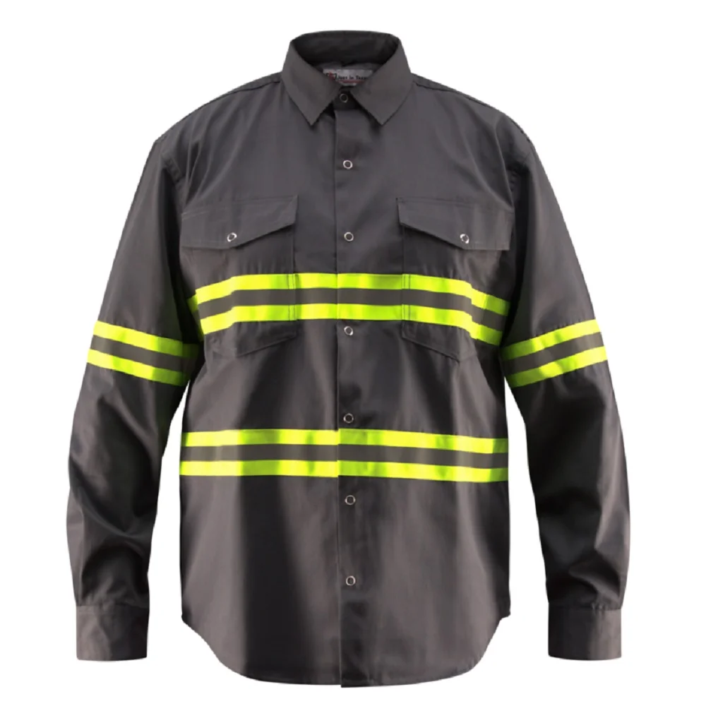 SANFEN Premium High Visibility Hi Vis Reflective Safety Work Shirts - Full Sleeve (Small, Dark Grey)