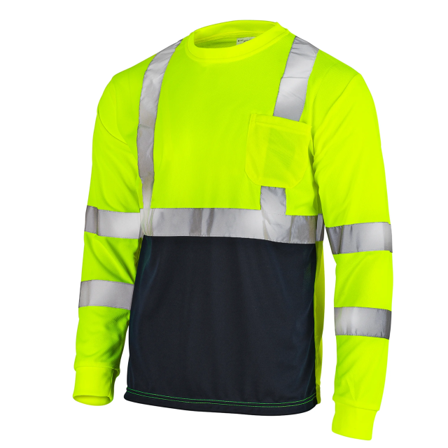 SANFEN Hi-Vis Long Sleeve Safety Shirt, ANSI Class