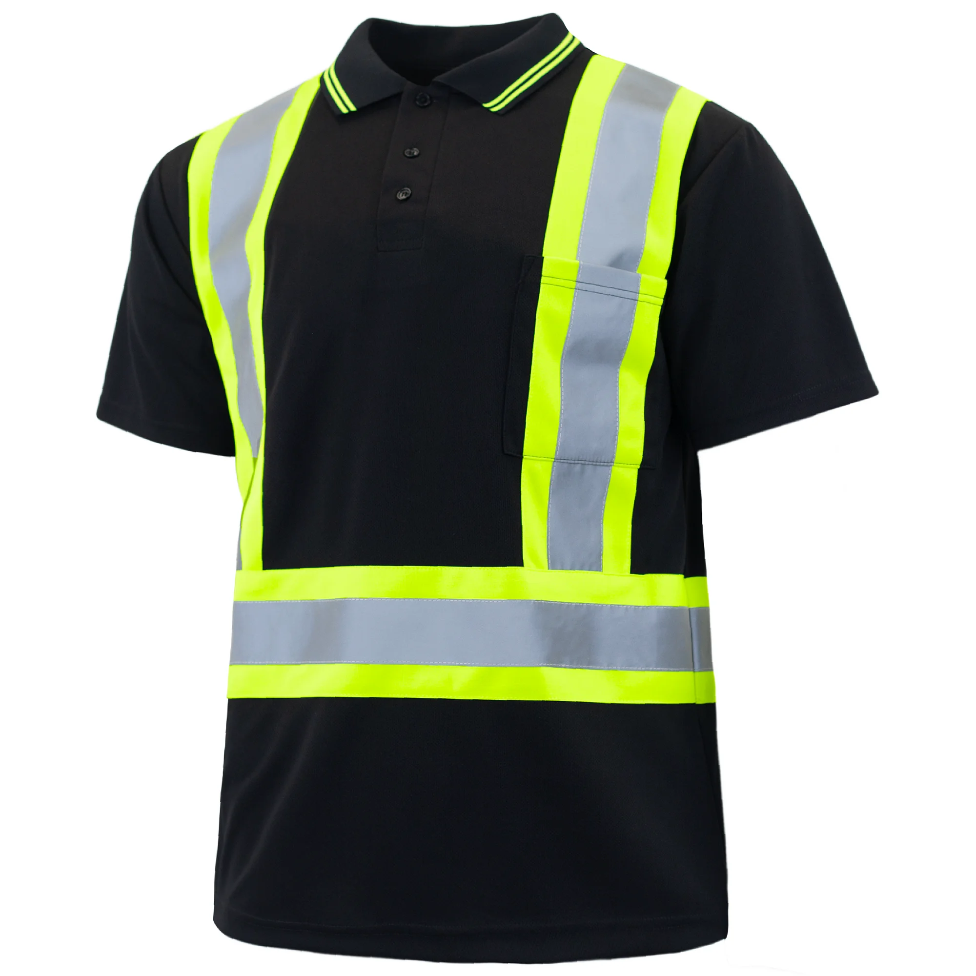 SANFEN Hi-Vis Short Sleeve Safety Polo Shirt, ANSI Class