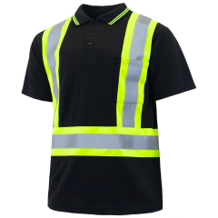SANFEN Hi-Vis Short Sleeve Safety Polo Shirt, ANSI Class