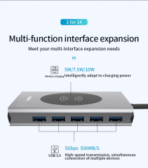 14-in-1 USB C Hub - 60W PD, USB 3.0, Type-C Docking Station for MacBook Pro and Laptops - Model BX14W
