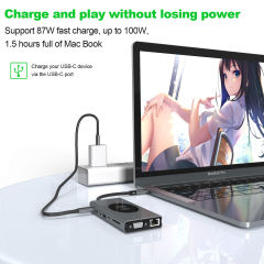 15-in-1 Multifunctional USB Hub - 4K HDMI, USB 3.0, RJ45, Power Adapter, Type-C Docking Station for MacBook - Model BX15W
