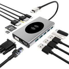 14-in-1 USB C Hub - 60W PD, USB 3.0, Type-C Docking Station for MacBook Pro and Laptops - Model BX14W