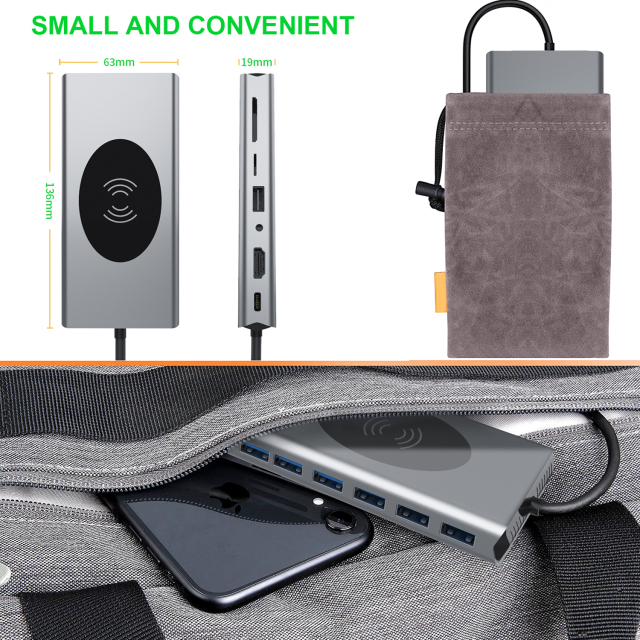 15-in-1 Multifunctional USB Hub - 4K HDMI, USB 3.0, RJ45, Power Adapter, Type-C Docking Station for MacBook - Model BX15W