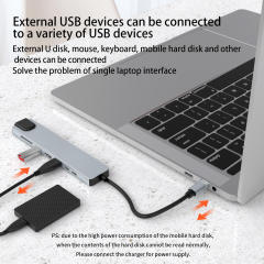 8-in-1 Universal Type-C Hub - PD, USB Data, USB 3.0 x 3, SD, TF, HDMI, RJ45 - Gray Hub