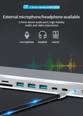 14-in-1 Type-C Hub - HDMI, USB 3.0, PD Charger, Custom OEM USB Adapter for Surface Pro - Model BT14E