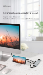 8-in-1 Universal Type-C Hub - PD, USB Data, USB 3.0 x 3, SD, TF, HDMI, RJ45 - Gray Hub