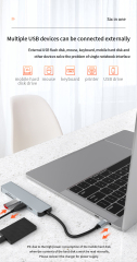 6-in-1 USB C Hub - HD-MI 4K, PD 87W, USB3.0, USB2.0, SD, TF - Stock USB C Hub for Enhanced Connectivity