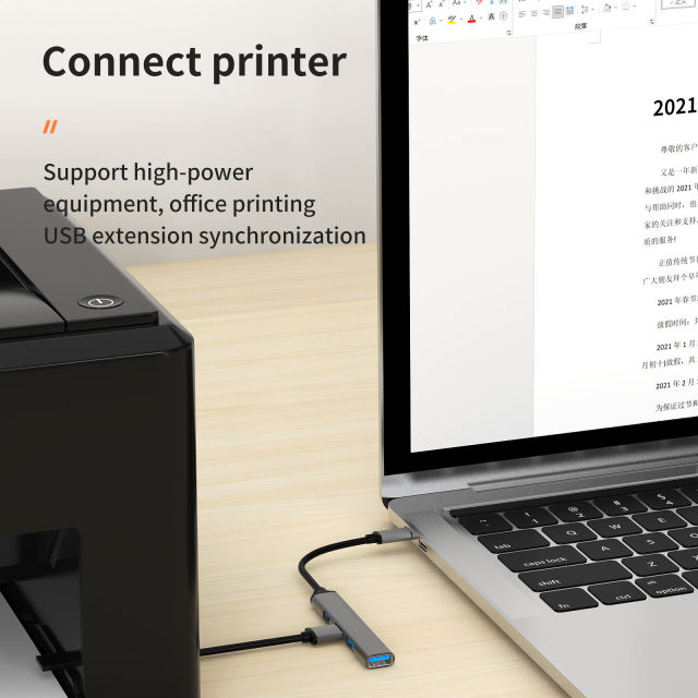 4-in-1 USB Type C Hub Adapter Docking Station Type C to USB3.0 x 3 - Gray USB Hub