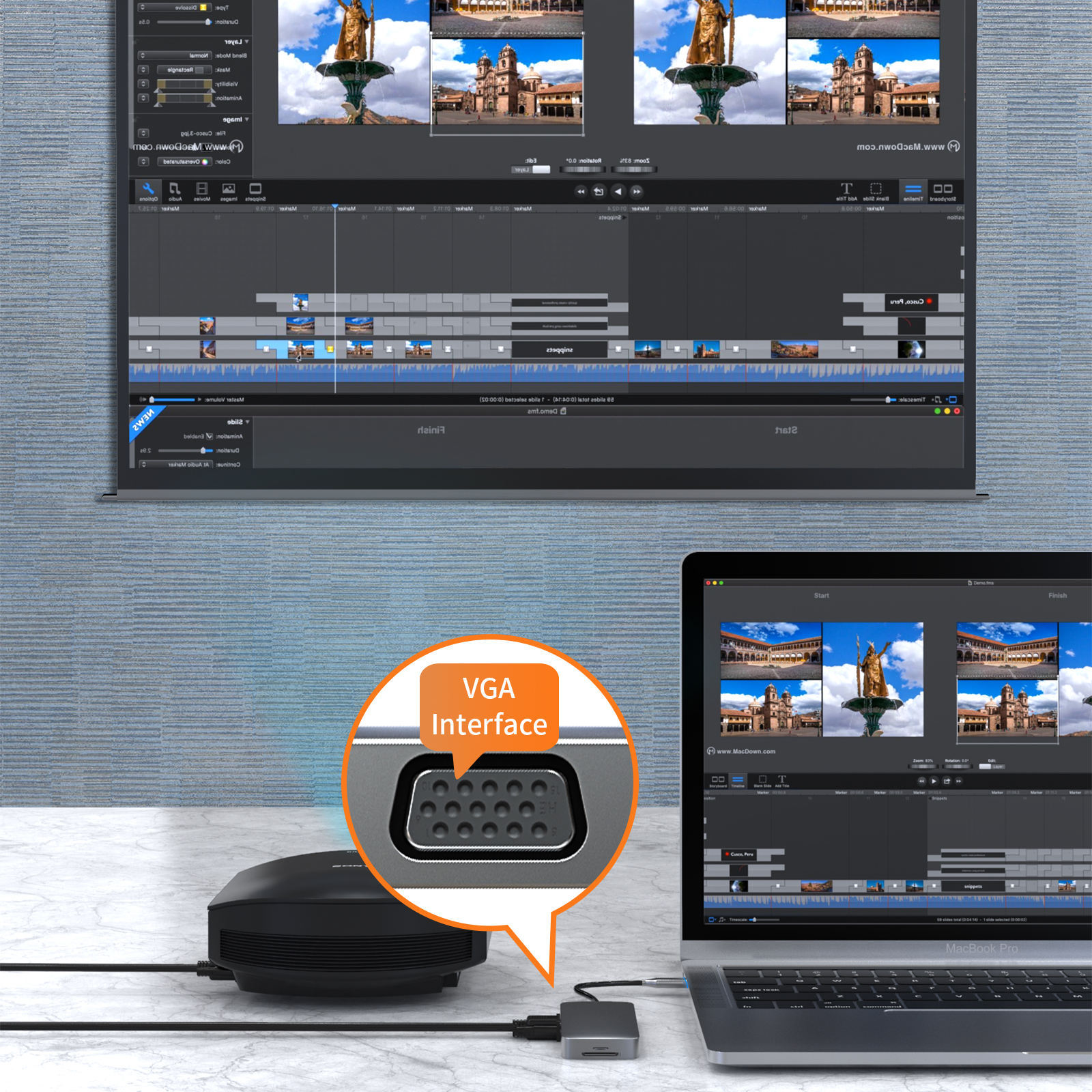 10-in-1 USB 3.0 Type-C Hub - HD-MI, USB3.0, USB2.0 x 2, SD, TF, RJ45, VGA, Audio 3.5mm, PD - High Definition Video Transfer