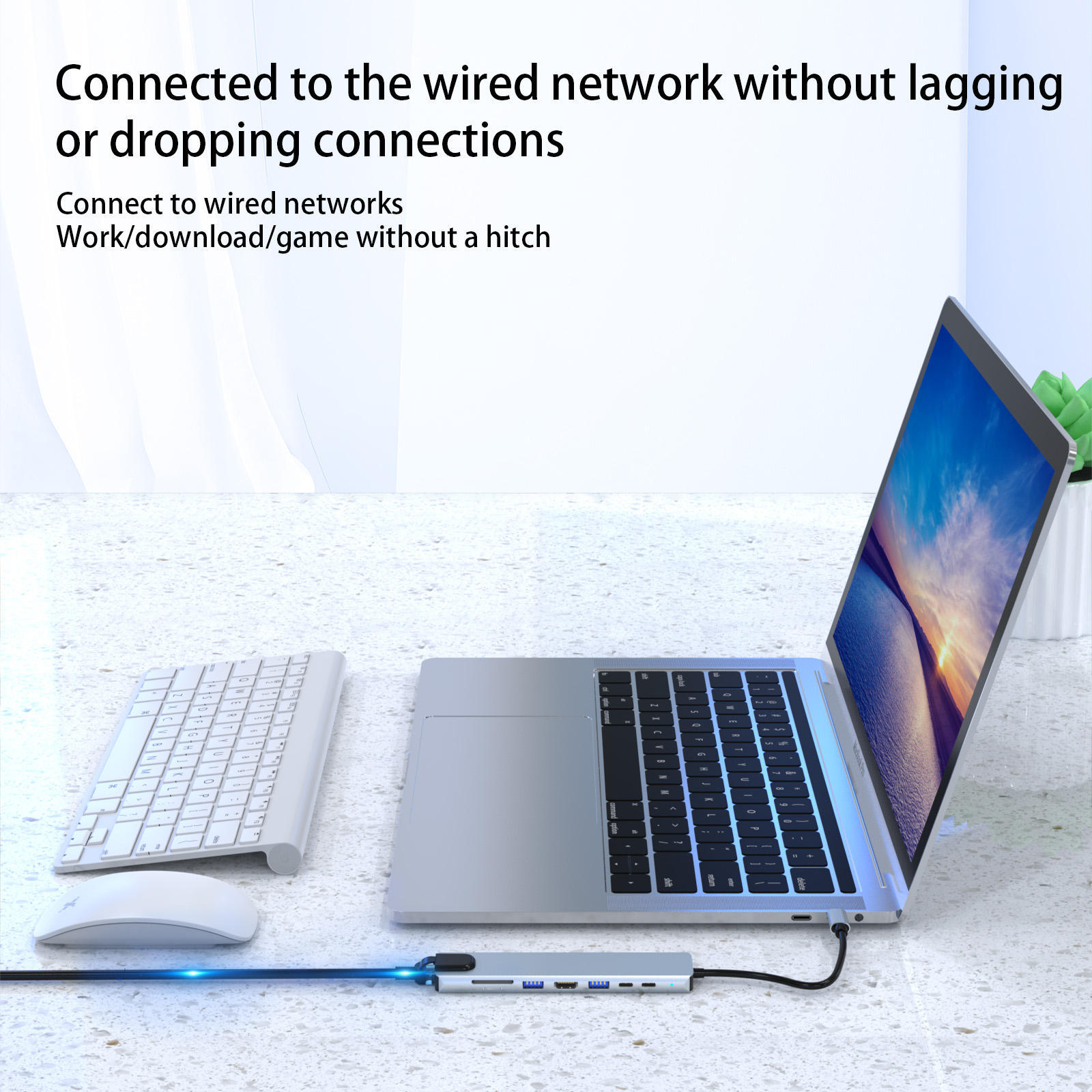 8-in-1 Universal Type-C Hub - PD, USB Data, USB 3.0 x 3, SD, TF, HDMI, RJ45 - Gray Hub
