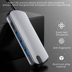 8-in-1 Port USB Hub Type C - USB 3.0, HDMI, SD, TF, RJ45, PD - Factory Private Model