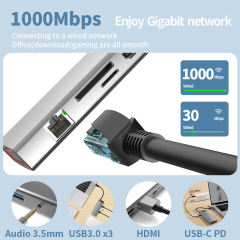 12-in-1 Type-C Docking Station USB Hub - PD, USB-C, HDMI, USB3.0, SD, TF, RJ45, VGA, Audio3.5mm - Model BS12A