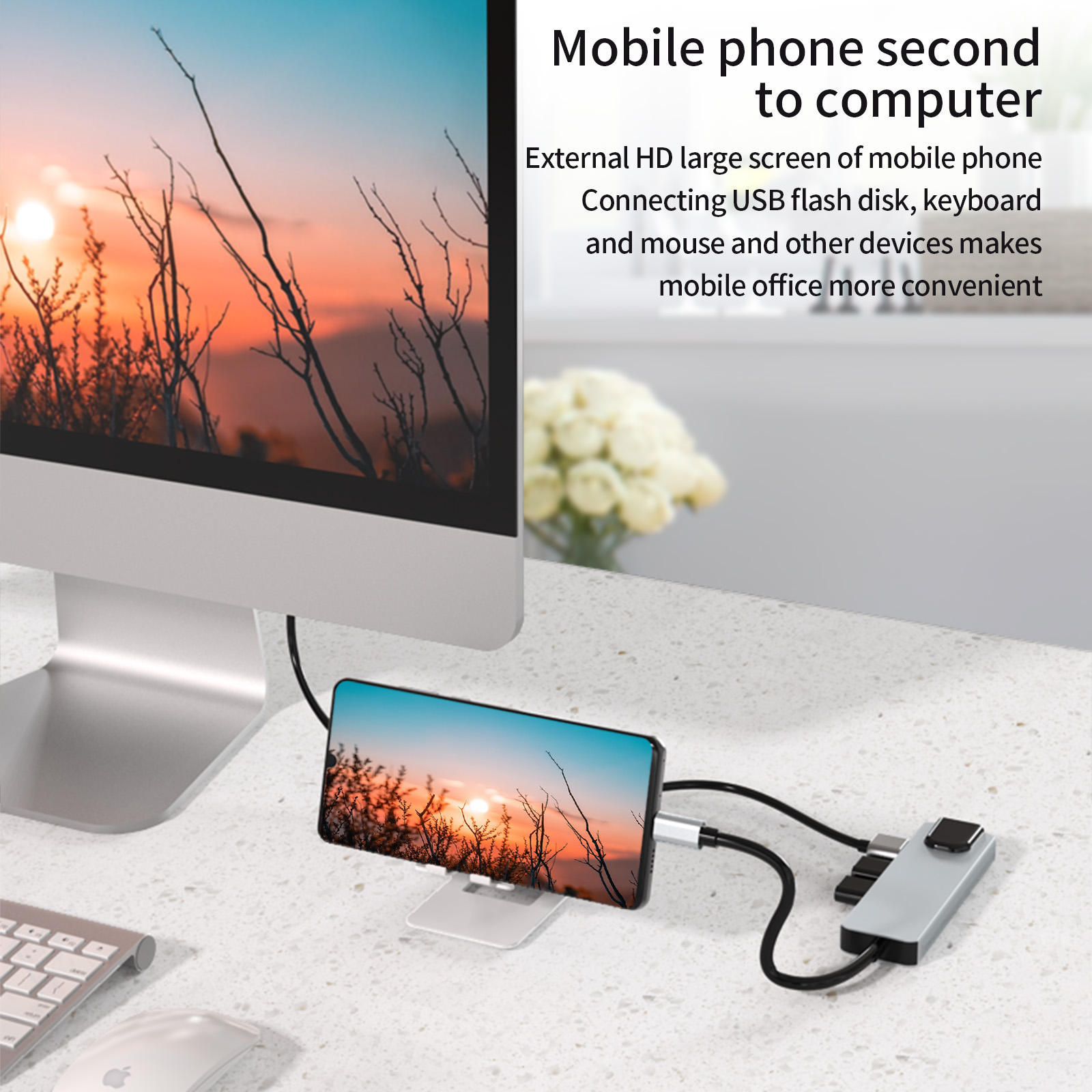 5-in-1 USB C Hub - Type C to HD-MI, USB3.0, USB2.0, SD, TF - Portable and Efficient Hot Sale
