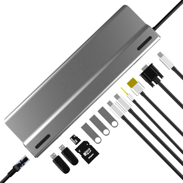 14-in-1 Type-C Hub - HDMI, USB 3.0, PD Charger, Custom OEM USB Adapter for Surface Pro - Model BT14E