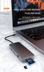 10-in-1 USB 3.0 Type-C Hub - HD-MI, USB3.0, USB2.0 x 2, SD, TF, RJ45, VGA, Audio 3.5mm, PD - High Definition Video Transfer