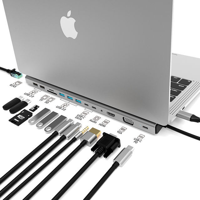14-in-1 Type-C Hub - HDMI, USB 3.0, PD Charger, Custom OEM USB Adapter for Surface Pro - Model BT14E