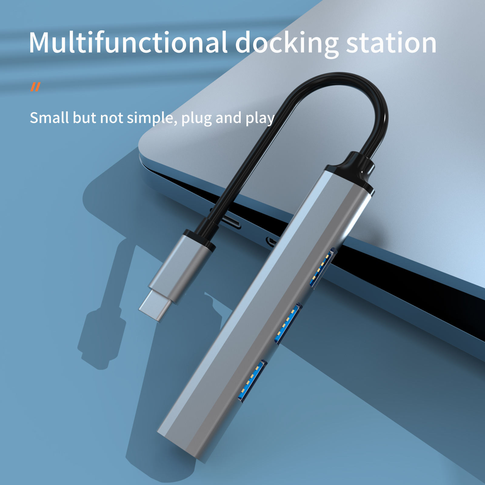 4-in-1 USB Type C Hub Adapter Docking Station Type C to USB3.0 x 3 - Gray USB Hub