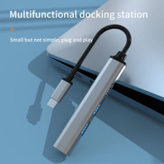 4-in-1 USB Type C Hub Adapter Docking Station Type C to USB3.0 x 3 - Gray USB Hub