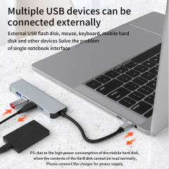 5-in-1 Portable USB Hub 3.0 - Type-C to HD-MI 4K, PD 87W, USB3.0, USB2.0 x 2