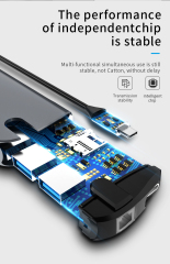 8-in-1 Port USB Hub Type C - USB 3.0, HDMI, SD, TF, RJ45, PD - Factory Private Model