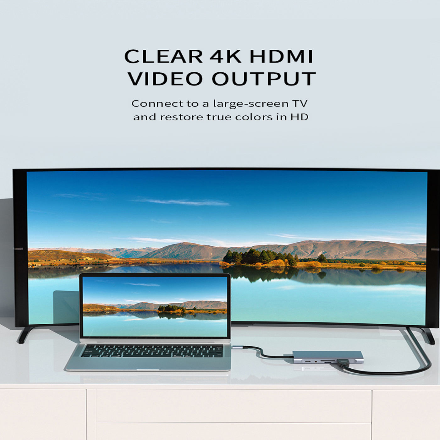 11-in-1 Type-C Hub - HD-MI, VGA, RJ45, USB3.0, USB2.0 x 3, SD, TF, Power Delivery - Multifunctional Docking Station Adapter for Laptop
