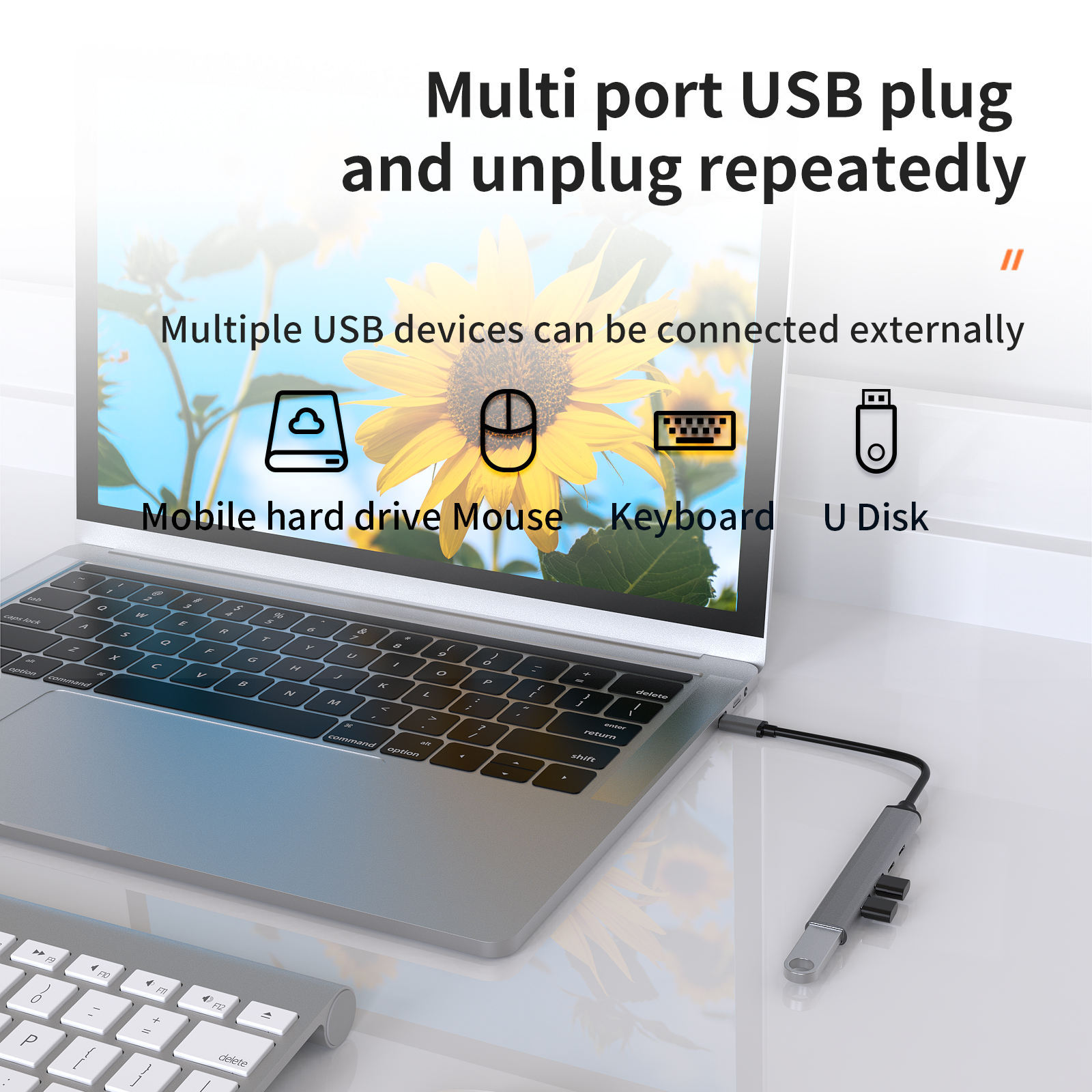 5-in-1 USB Type C Hub Adapter - Type C to USB2.0, PD60W, USB C Data x 2, USB3.0 - 5-in-1 Type-C Hub