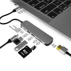 6-in-1 USB Fast Charge 3.0 Hub - PD, HDMI, USB 3.0, USB 2.0, SD, TF - Factory Private Model USB Type C Hub