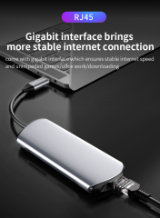 8-in-1 Port USB Hub Type C - USB 3.0, HDMI, SD, TF, RJ45, PD - Factory Private Model