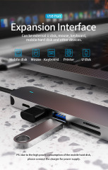 6-in-1 USB Fast Charge 3.0 Hub - PD, HDMI, USB 3.0, USB 2.0, SD, TF - Factory Private Model USB Type C Hub
