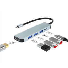 5-in-1 Portable USB Hub 3.0 - Type-C to HD-MI 4K, PD 87W, USB3.0, USB2.0 x 2